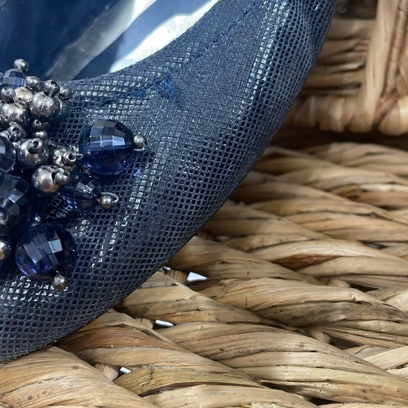 Navy Beaded Flats Shoes Size 8.5 M - Picture 4 of 9